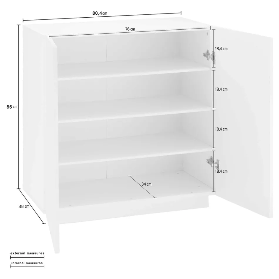 2-türiger Schuhschrank aus nachhaltigem Melaminholz in Weiß oder Schiefer - Joris Viadurini