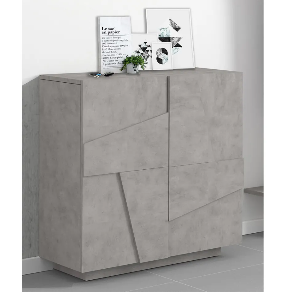 Hohes oder niedriges Schuhregal in nachhaltigem Holzdesign mit 2 oder 4 Türen - Fjona Viadurini