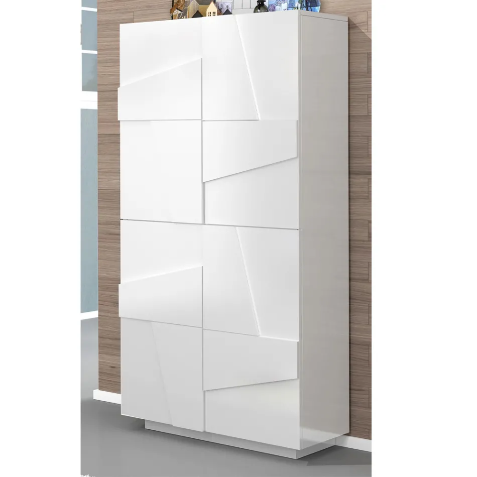 Hohes oder niedriges Schuhregal in nachhaltigem Holzdesign mit 2 oder 4 Türen - Fjona Viadurini