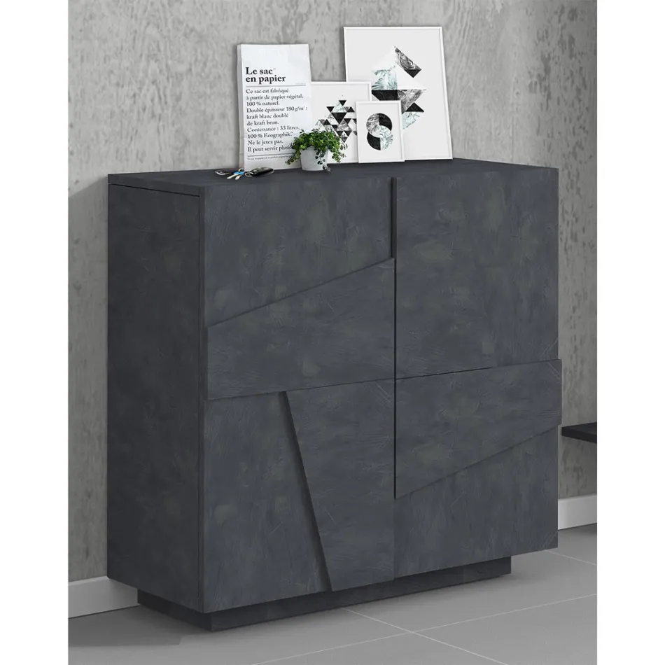 Hohes oder niedriges Schuhregal in nachhaltigem Holzdesign mit 2 oder 4 Türen - Fjona Viadurini