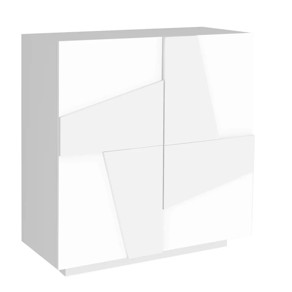 Hohes oder niedriges Schuhregal in nachhaltigem Holzdesign mit 2 oder 4 Türen - Fjona Viadurini