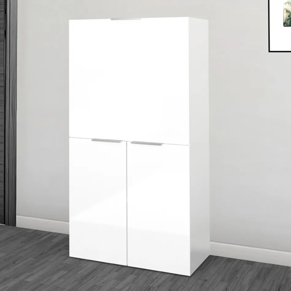 Moderner weißer Wandschreibtisch im italienischen Design aus poliertem Holz - Ghero Viadurini