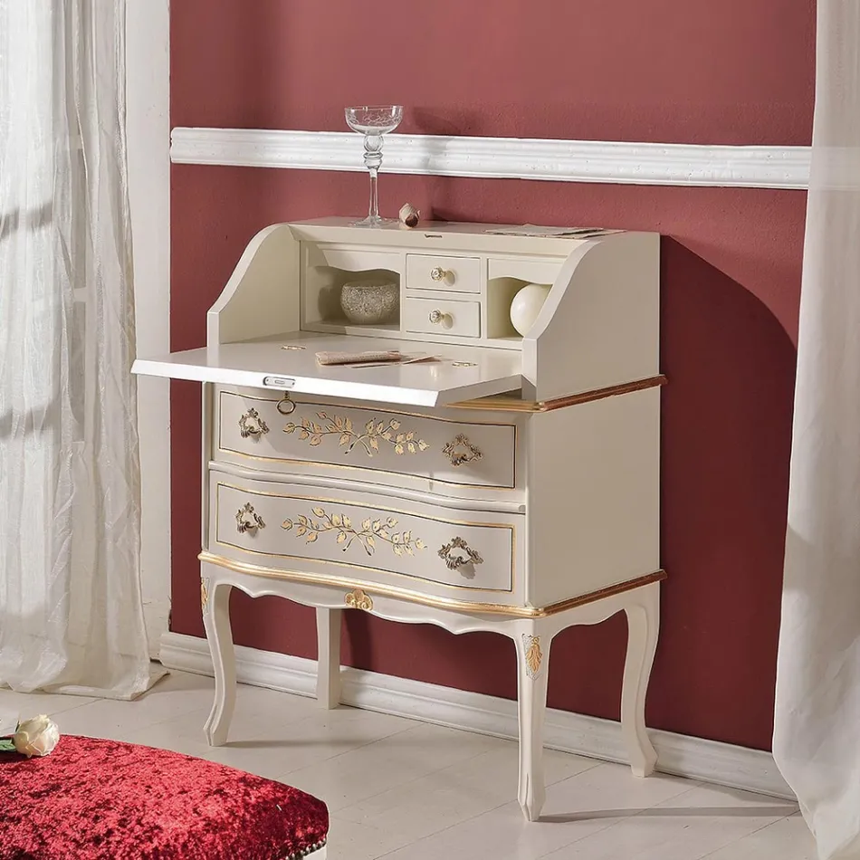 Klassischer Holzschreibtisch mit Klappe und Schubladen Made in Italy - Elegant Viadurini