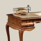Schreibtisch mit 5 Schubladen Walnussholz und Kunstleder Made in Italy - Hastings Viadurini