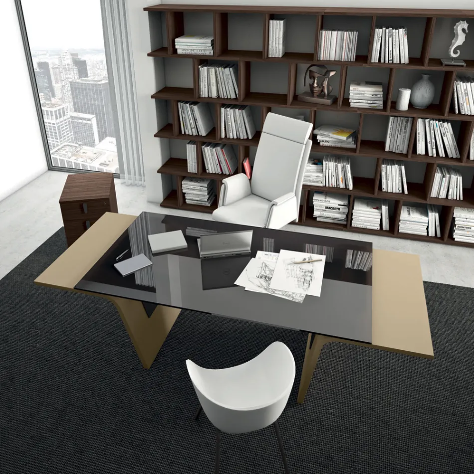 Schreibtisch mit Glasplatte Andrea Stramigioli - Frafalla Viadurini