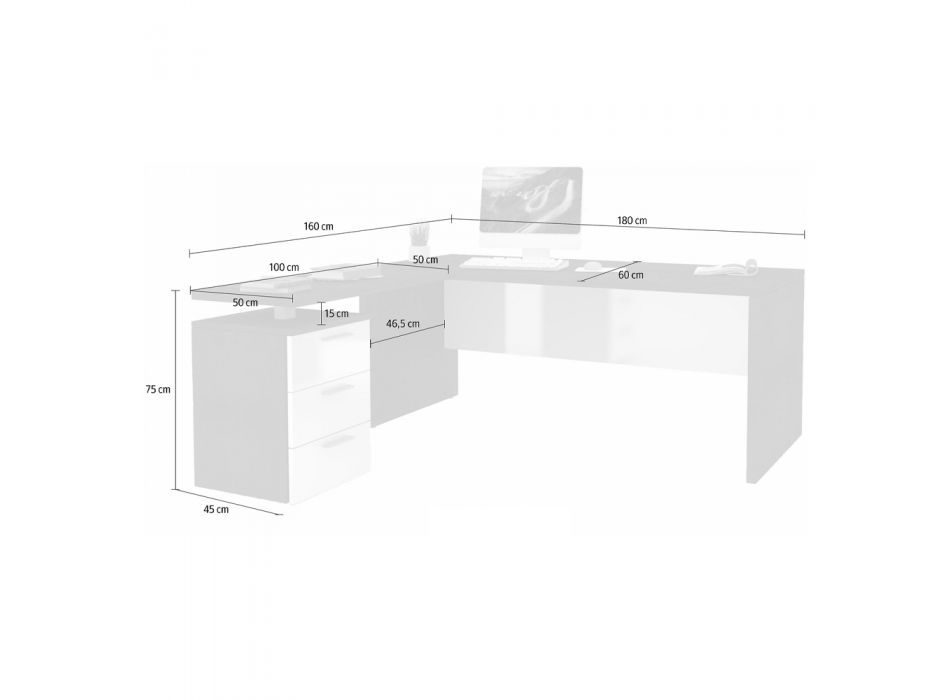 Eckiger Schreibtisch aus Melaminholz 2 Ausführungen - Analuisa Viadurini