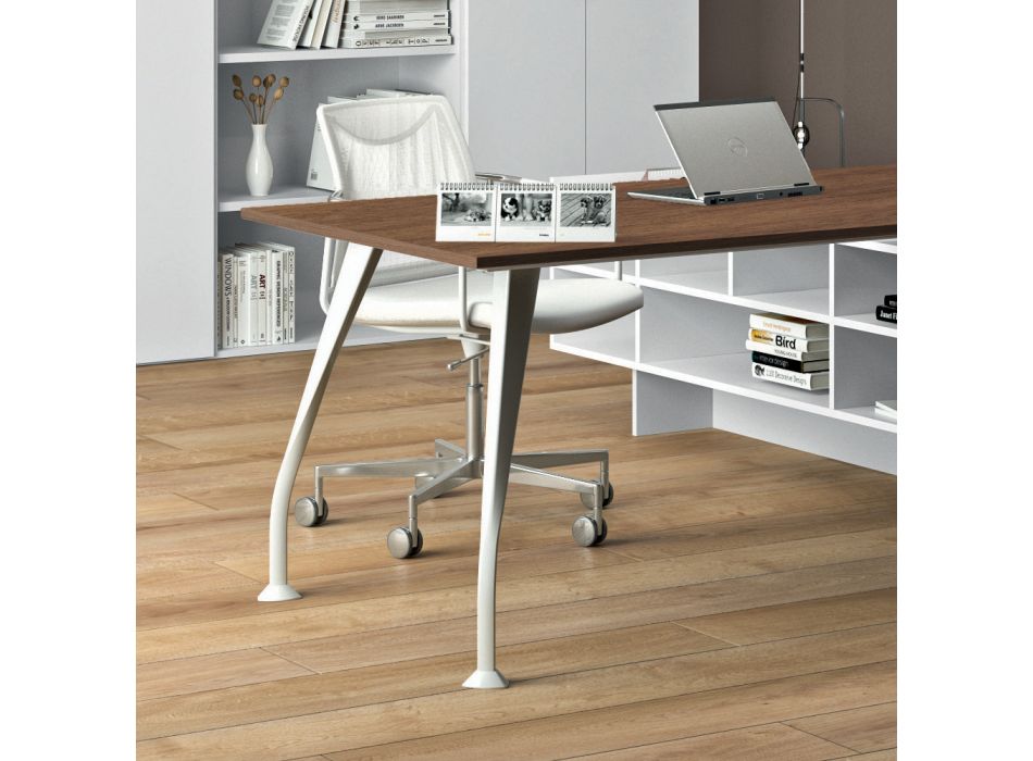 Schreibtisch aus Melamin mit offenem Schrank - Serio Viadurini