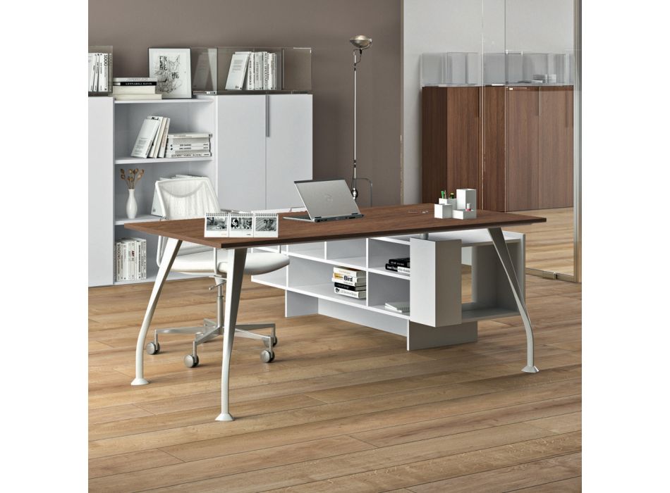 Schreibtisch aus Melamin mit offenem Schrank - Serio Viadurini