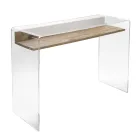Schreibtisch aus transparentem Plexiglas mit Design-Holzregal - Carducci Viadurini