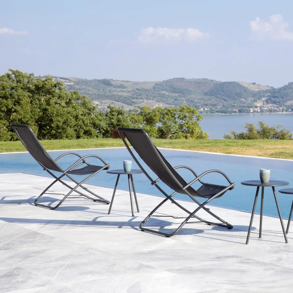Klappbarer Gartenliegestuhl aus verzinktem Stahl Made in Italy 2 Stück - Hobbit Viadurini