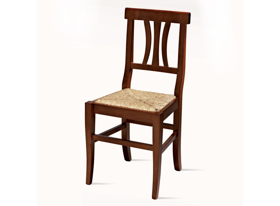 Klassischer Stuhl aus Buchenholz und Stroh Made in Italy Design - Claudie Viadurini