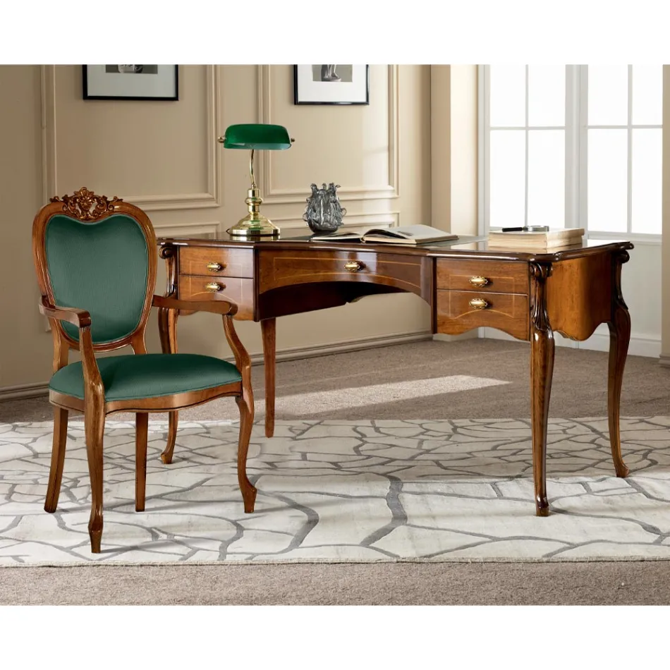 Klassischer Stuhl aus Nussbaumholz oder goldgepolstertem Holz Made in Italy - Imperator Viadurini