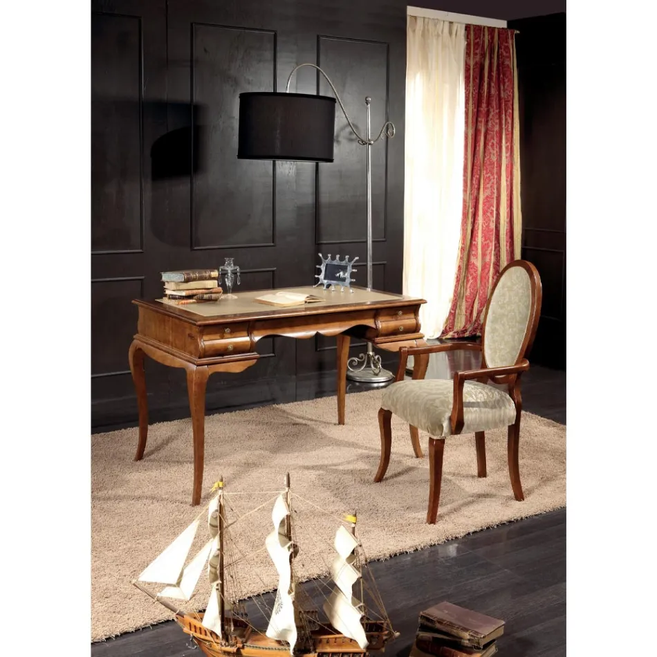 Klassischer Stuhl aus Holz und Stoff mit oder ohne Armlehnen Made in Italy - Ellie Viadurini