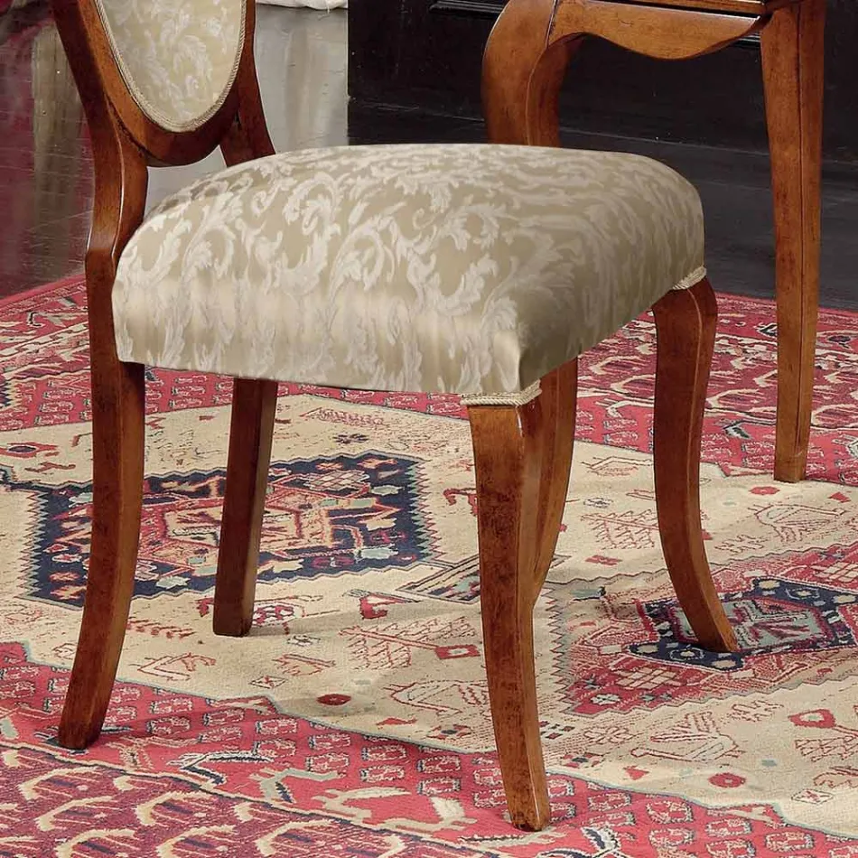 Klassischer Stuhl aus Holz und Stoff mit oder ohne Armlehnen Made in Italy - Ellie Viadurini