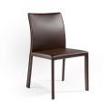 Stuhl komplett gepolstert mit dunkelbraunem Leder, hergestellt in Italien – Pupazzo