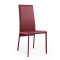 Stuhl komplett gepolstert mit burgunderfarbenem Leder, hergestellt in Italien – Tazza