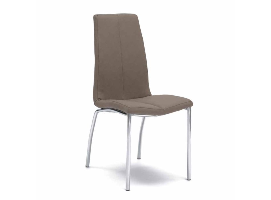 Stuhl mit verchromtem Metallgestell und Bezug aus Kunstleder Ilda, 4 pz Viadurini