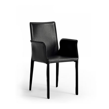 Stuhl mit Stahlkonstruktion aus Leder - Modernes Design Jolie Viadurini
