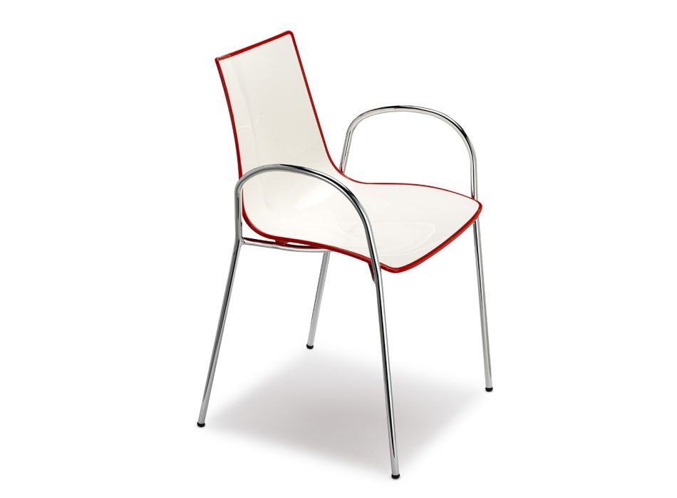 Zweifarbiger Küchenstuhl aus Stahl und Polymer Made in Italy, 2 Stück - Fedora Viadurini