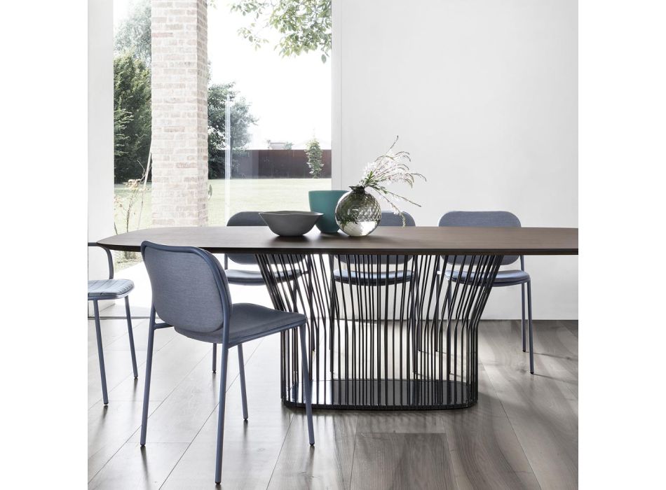 Gepolsterter Küchenstuhl aus Stoff und Metall Made in Italy 2 Stück - Sangria Viadurini