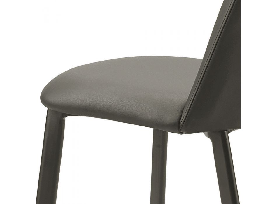 Küchenstuhl aus Kunstleder und Stahl, hergestellt in Italien, 4 Stück – Alexia Viadurini