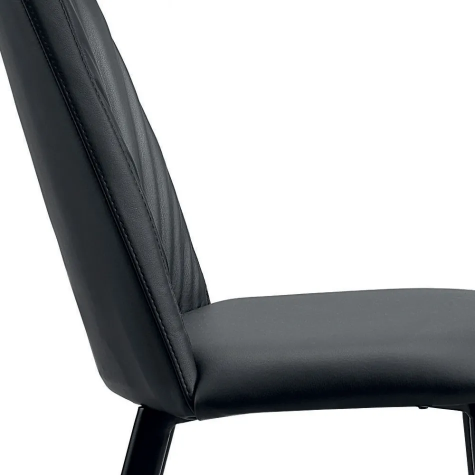 Küchenstuhl aus Kunstleder und Stahl, hergestellt in Italien, 4 Stück – Alexia Viadurini