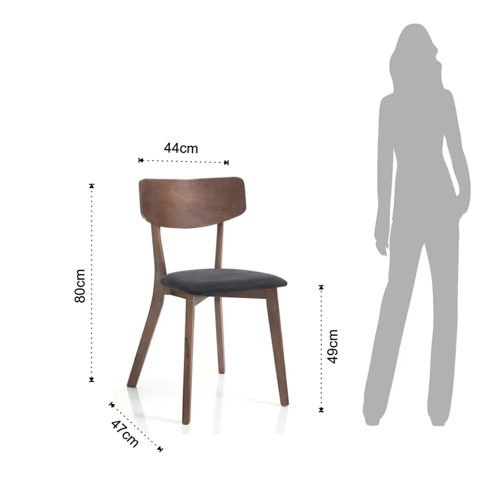 Küchenstuhl aus Stoff mit Struktur aus Massivholz 2 Teile - Tonino Viadurini
