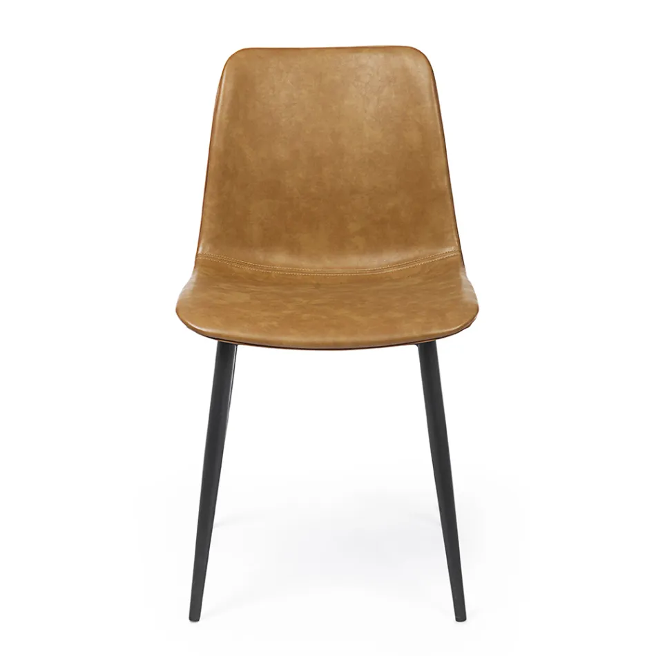 Vintage Design Küchen- oder Wohnzimmerstuhl aus Stahl und Kunstleder 2 Stück - Rekko Viadurini