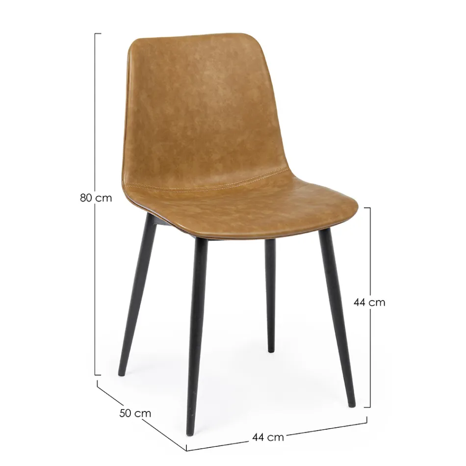 Vintage Design Küchen- oder Wohnzimmerstuhl aus Stahl und Kunstleder 2 Stück - Rekko Viadurini