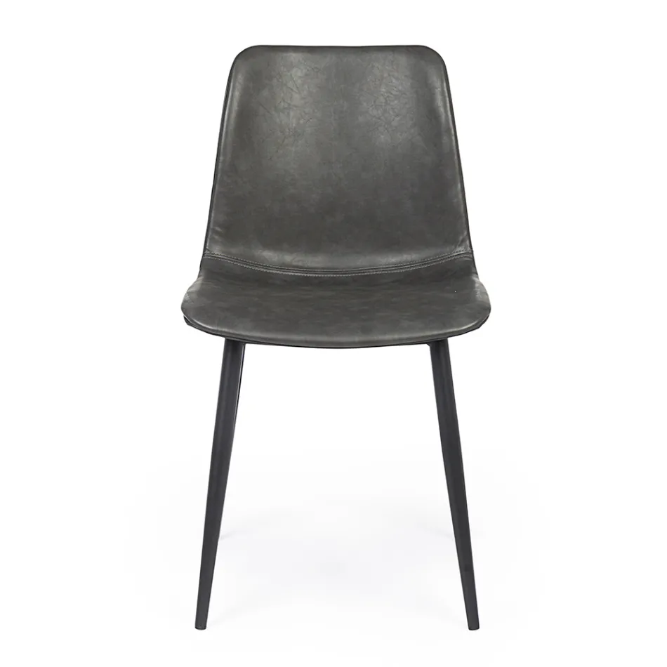 Vintage Design Küchen- oder Wohnzimmerstuhl aus Stahl und Kunstleder 2 Stück - Rekko Viadurini