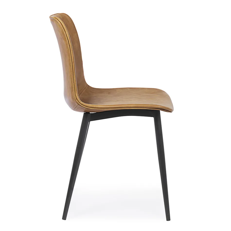 Vintage Design Küchen- oder Wohnzimmerstuhl aus Stahl und Kunstleder 2 Stück - Rekko Viadurini