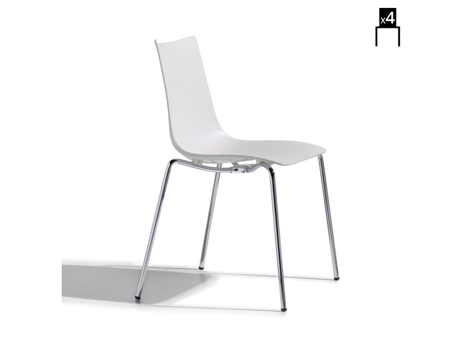 Küchenstuhl aus Stahl und Technopolymer Made in Italy 4 Stück - Fedora Viadurini