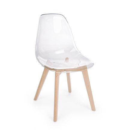 Küchenstuhl aus Buchenholz und Polycarbonat Design 4-teilig - Pisy Viadurini