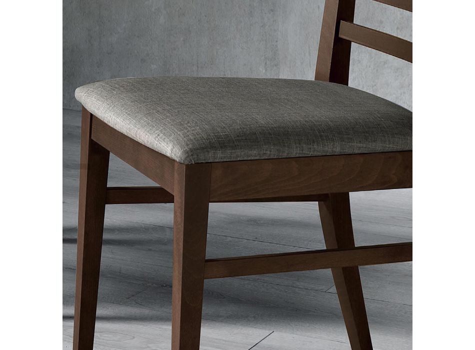 Küchenstuhl aus Holz und Sitz aus italienischem Designstoff - Jeanine Viadurini