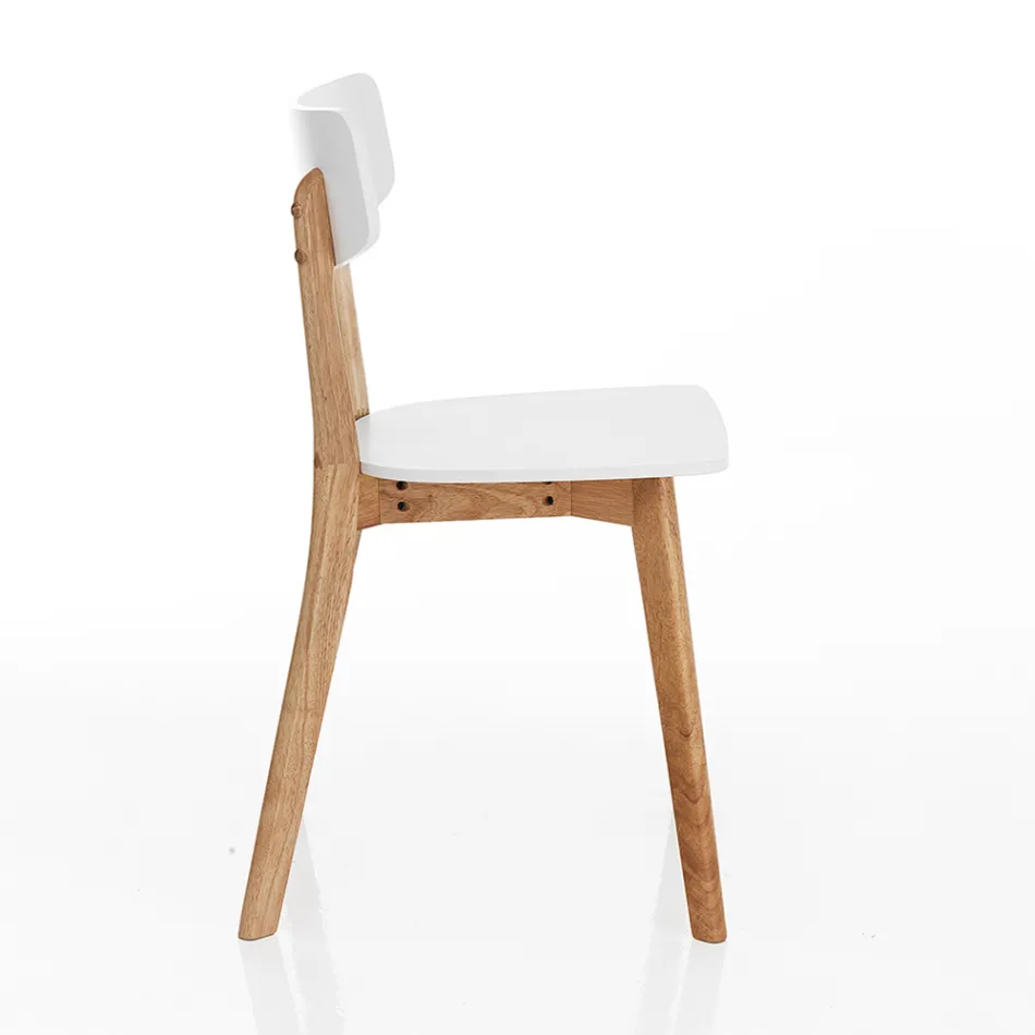 Küchenstuhl aus massivem Weiß und gebeiztem Eichenholz 2-teilig - Tonino Viadurini