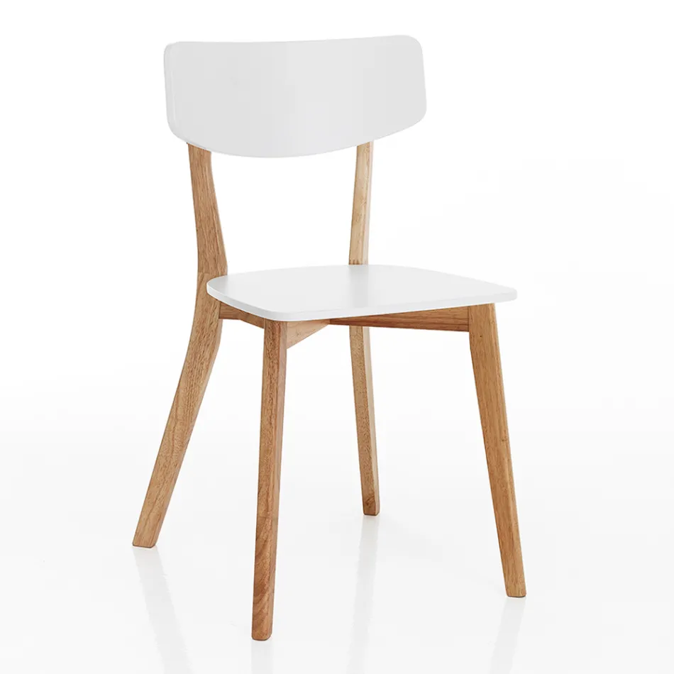 Küchenstuhl aus massivem Weiß und gebeiztem Eichenholz 2-teilig - Tonino Viadurini