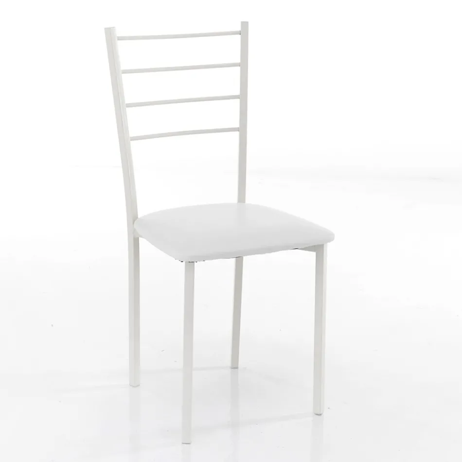 Küchenstuhl aus Kunstleder und lackiertem Metall 4 Teile - Remida Viadurini