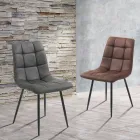 Stoffküchenstuhl mit schwarzen Metallbeinen 4 Stück - Hellblau Viadurini