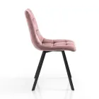 Stoffküchenstuhl mit schwarzen Metallbeinen 4 Stück - Hellblau Viadurini