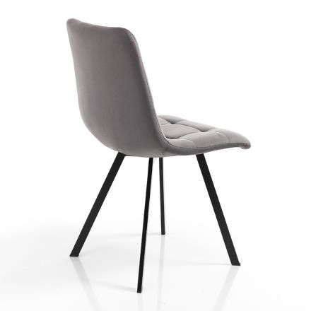 Stoffküchenstuhl mit schwarzen Metallbeinen 4 Stück - Hellblau Viadurini