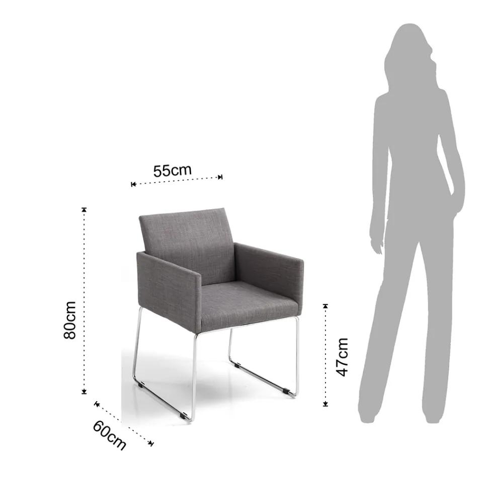 Küchenstuhl aus grauem Stoff mit Metallgestell 2 Stück - Shutter Viadurini