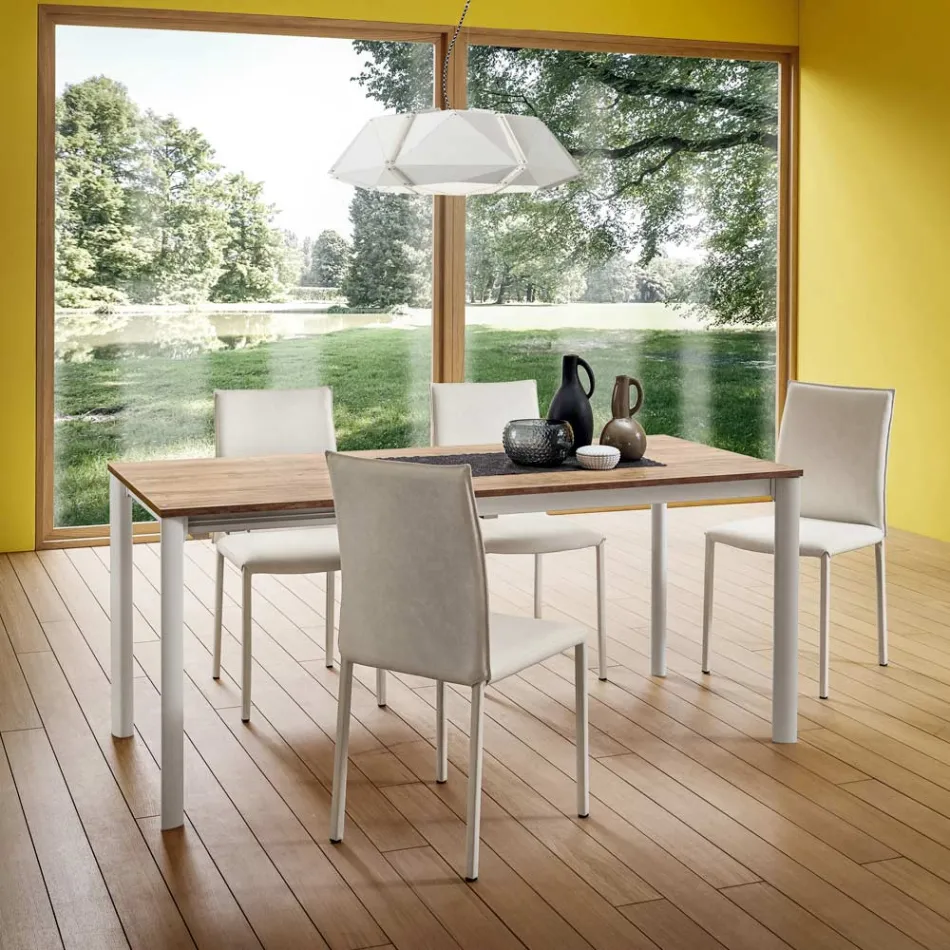 Küchenstuhl, vollständig gepolstert mit Öko-Leder, hergestellt in Italien, 2 Stück – Maria Viadurini