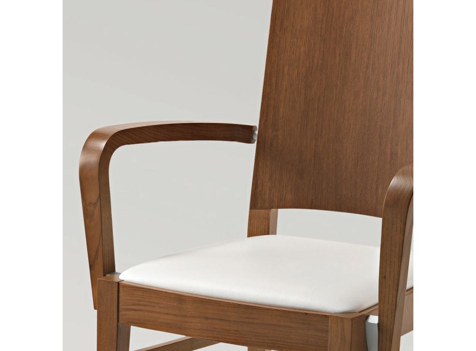 Küchenstuhl aus Buchenholz Kunstledersitz mit Armlehnen - Florent Viadurini