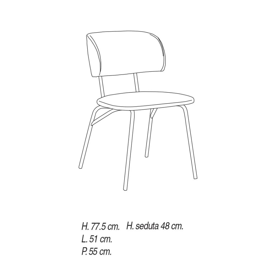 Küchenstuhl gepolstert mit Mikrofaser Made in Italy, 2 Stück - Rebecca Viadurini