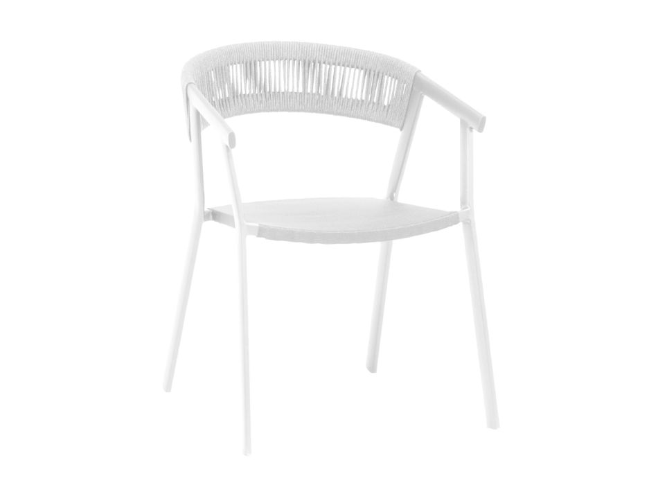 Outdoor-Stuhl mit Aluminiumstruktur und Seilrückenlehne, 2-teilig – Turbo Viadurini