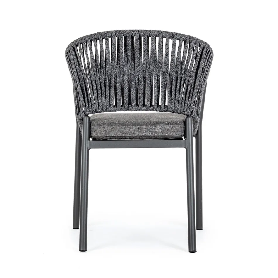 Stapelbarer Outdoor-Stuhl mit Stoffsitz, Homemotion 4-teilig - Aleandro Viadurini