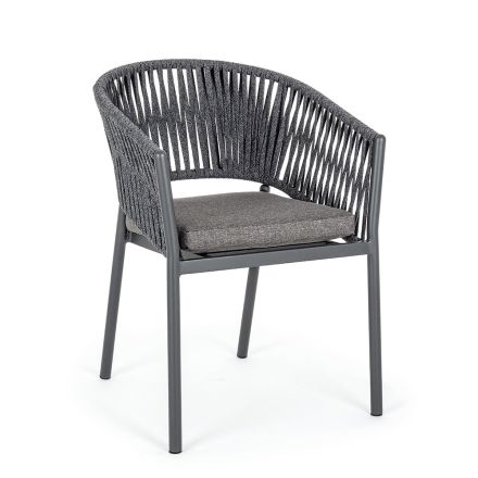 Stapelbarer Outdoor-Stuhl mit Stoffsitz, Homemotion 4-teilig - Aleandro Viadurini