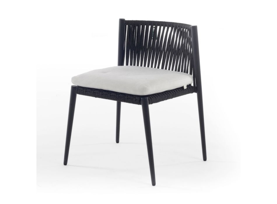 Stapelbarer Outdoor-Stuhl aus Aluminium und Seil Made in Italy - Nymeria Viadurini