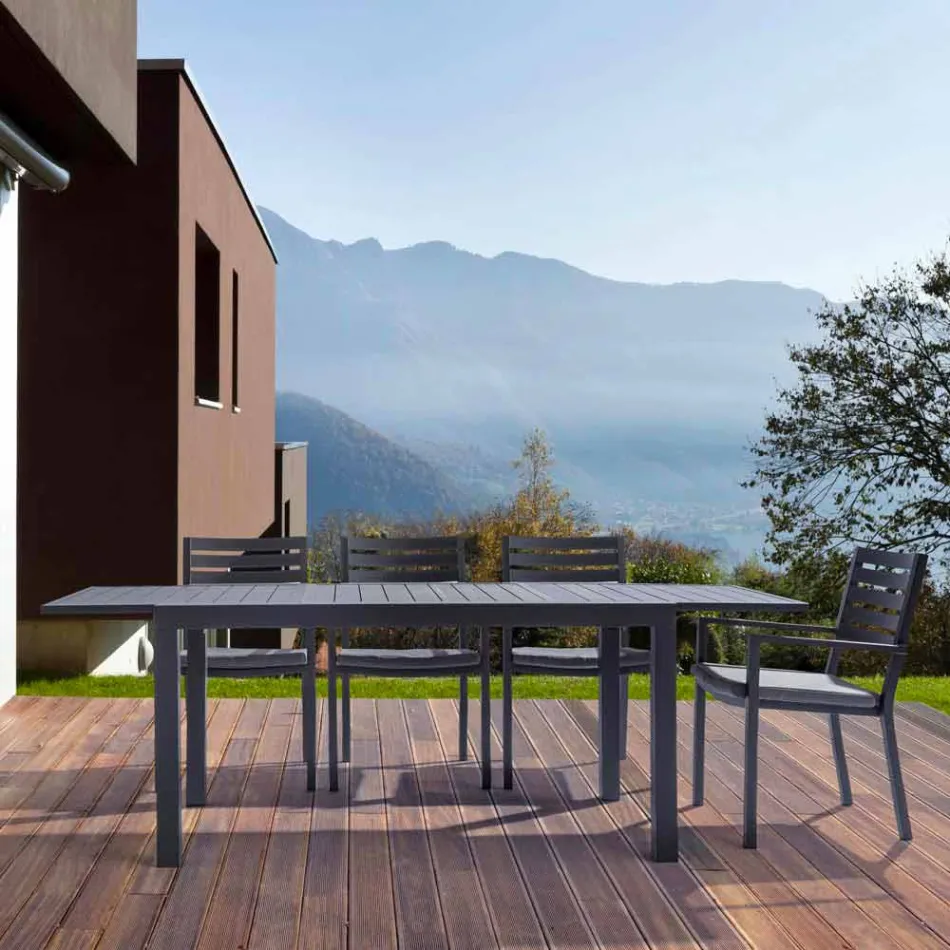 Homemotion Stapelbarer Outdoor-Stuhl aus Aluminium, 4 Stück - Carina Viadurini
