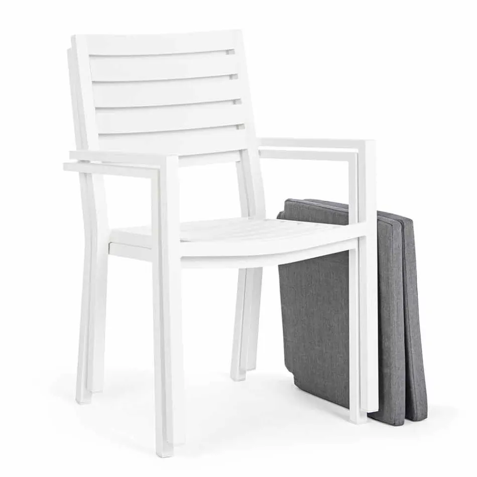 Homemotion Stapelbarer Outdoor-Stuhl aus Aluminium, 4 Stück - Carina Viadurini